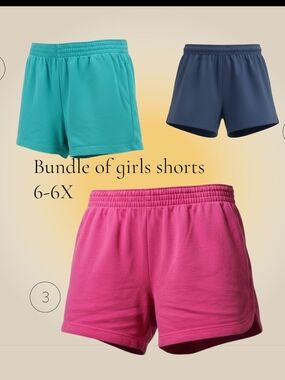 wonder nation Girls' Athletic Shorts Bundle - Pink, Teal, Navy EUC size 6-6X